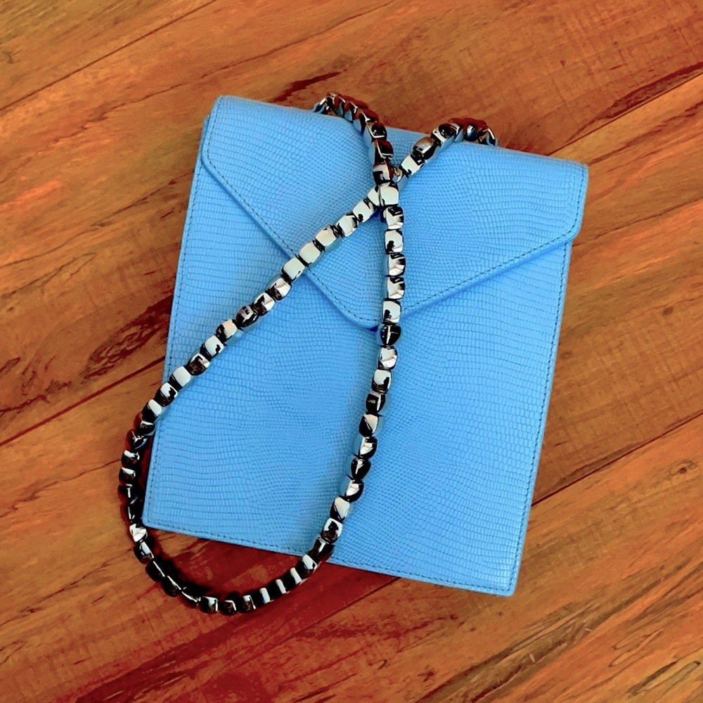 ⭐️ NEW By FAR Allegra, Blue LizardLeather